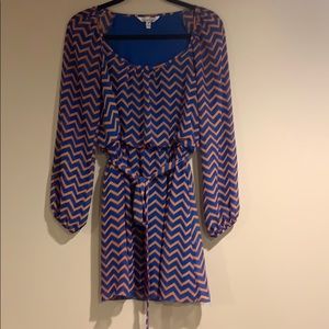 Blue and Orange Chevron Mini Dress